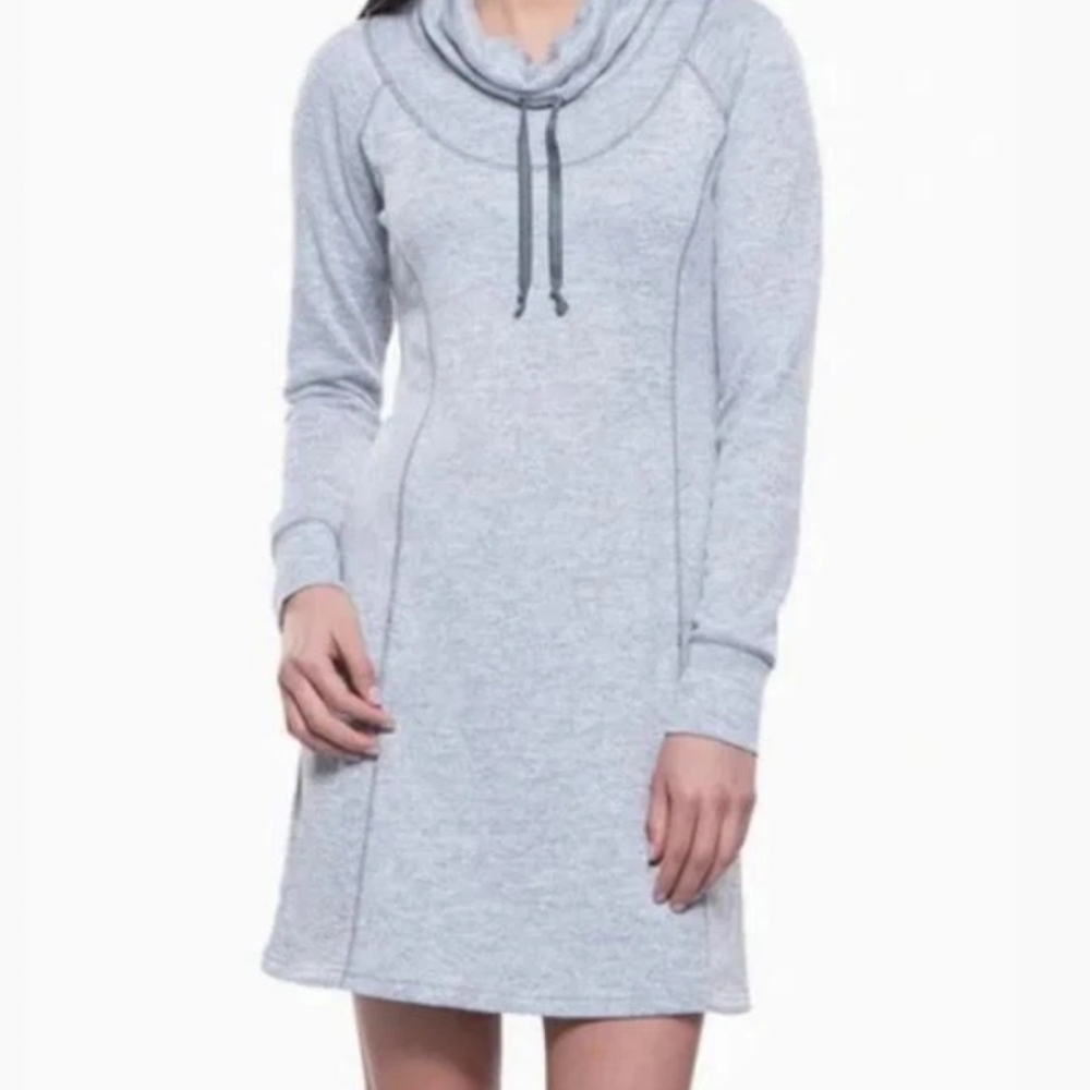 Kuhl Lea Heather Ash‎ Gray Cowl Neck Sz. L Dress with Pockets